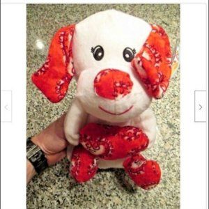 Red Heart STUFFED Animal Plush White Dog Puppy Toy Wedding Engagement Love New